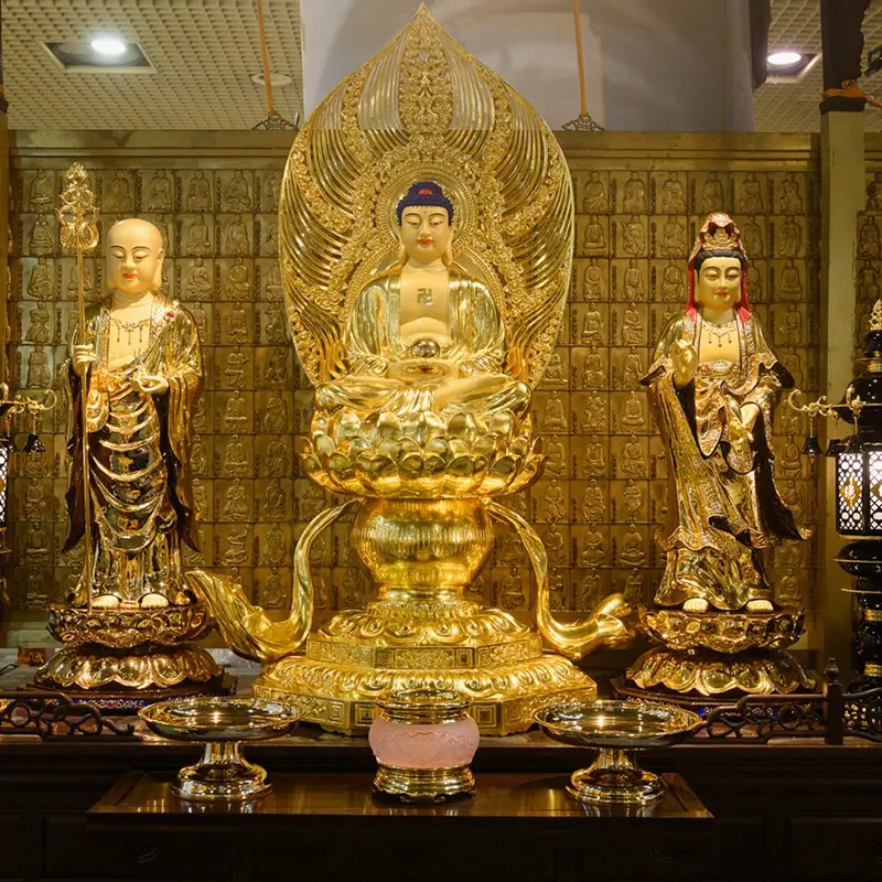 Patung Buddha Tembaga Tulen Taiwan-Saduran Emas 128cm