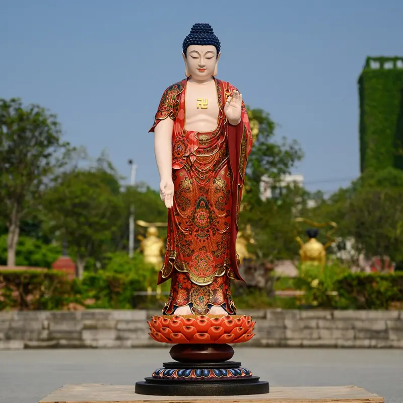 Patung Buddha Amitabha Berlapis Emas Tembaga Tulen 130cm