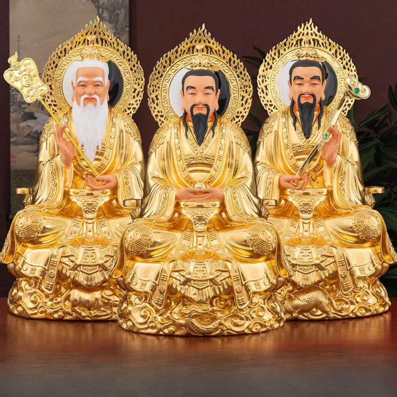Set Patung Tiga Tulen Loyang untuk Kuil Kuil