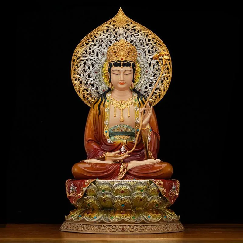 Patung Mahasthamaprapta Tembaga Berhias Enamel Berlapis Emas