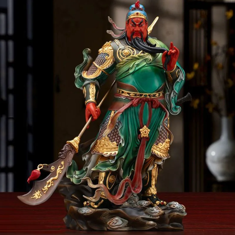 Patung Kuan Kung Gangsa Lukisan Tangan